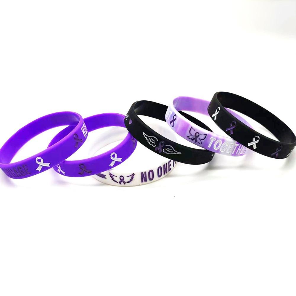 

6/8 шт. Резиновый браслет Hope, силиконовый браслет Faith, подарки для осведомленности о раке груди фиолетовый
