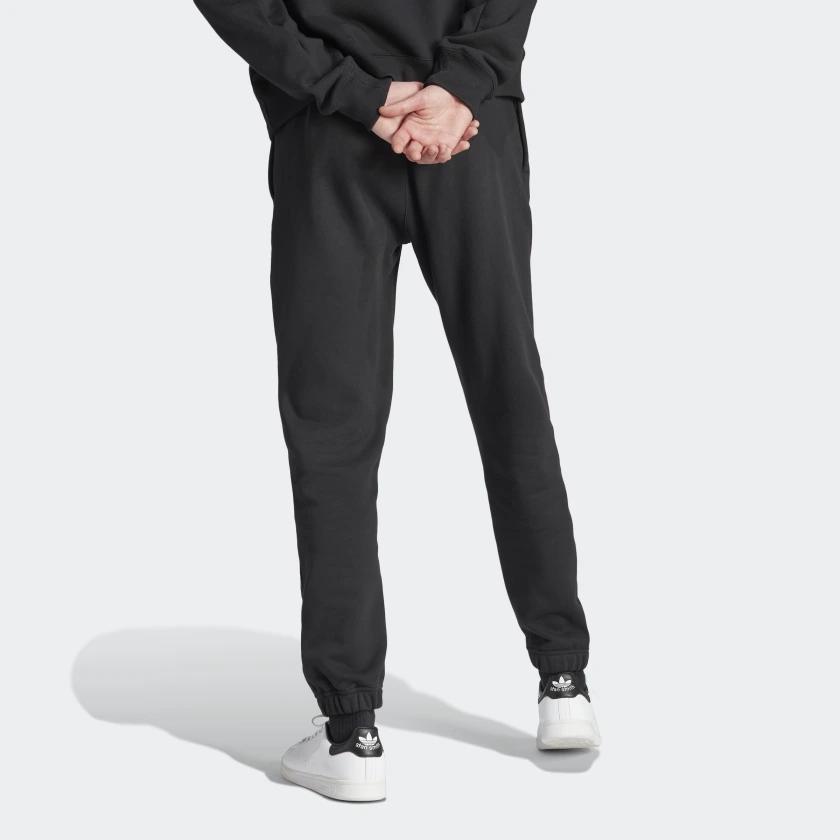 Adidas Originals Trefoil Embroidered Logo Sweatpants with Drawstring Cuffs Men Bottoms Black HZ0698