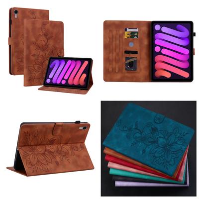 For Apple iPad Mini (2021) (Also Known As iPad Mini 6,iPad Mini (6th generation)).PU Leather Exquisite Floral Embossed Design Tablet Case