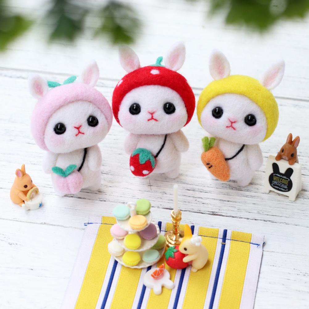Non Finished DIY Felting Wool Rabbit Doll Handmade Craft Material Package Tools
