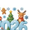 Yousheng 2026 Christmas Window Stickers Santa Claus Snowflake Reindeer Pattern Glass Xmas Decals Holiday Decor