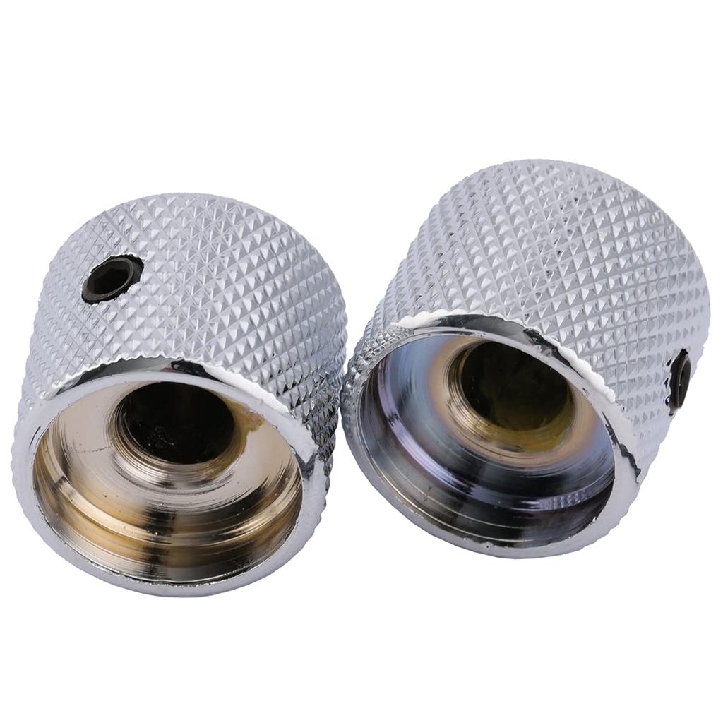 Musiclily Pro 6mm Dome Knobs, Side-Threaded, Steel, for Telecaster Electric Guitars/PB Precision Bass, Chrome (Set of 2)
