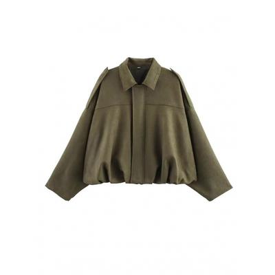 Women S Suede Texture Turn Down Collar Zip Button Pilot Jacket Coat