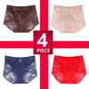 4-Pack Plus Size Mid-High Waist Lace Lace Seamless Women's Underwear Summer Sexy Transparent Briefs Women's Flesh Color