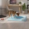 Dog Cooling Mat with Pillow Tear Resistant Cooling Dog Bed Supportive Pillow Pet Bed Breathable Quilted Pet Lounger Neck Support