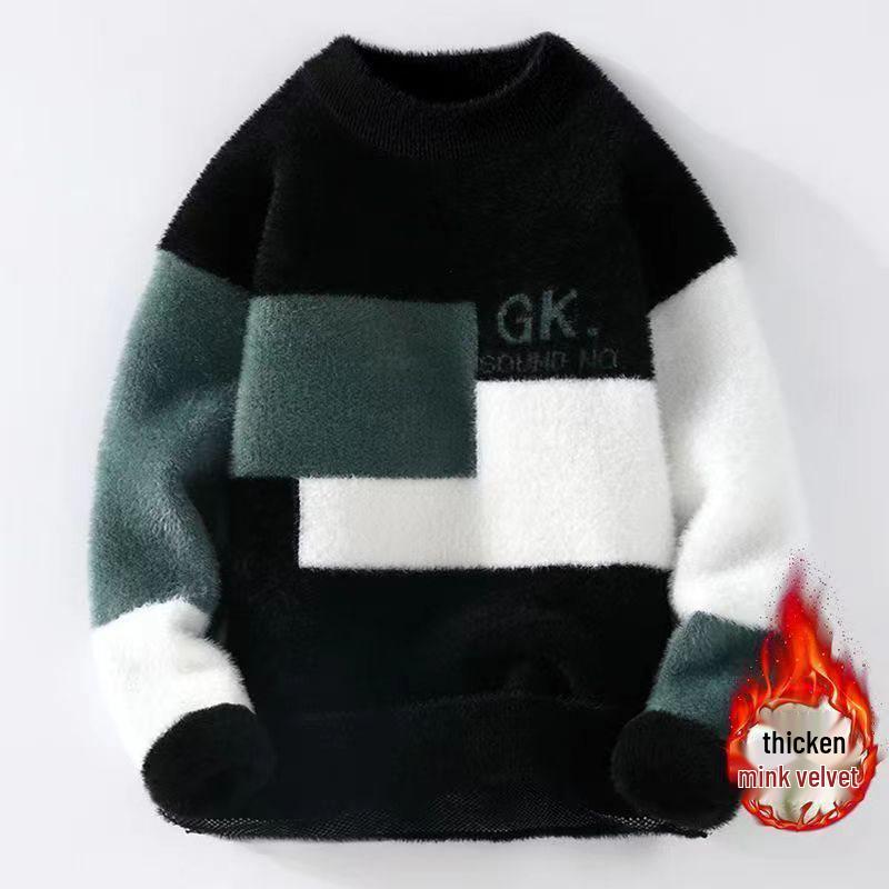 

Мужской зимний флисовый свитер с высоким воротом из искусственного норкового бархата S (for 65-80 jin)