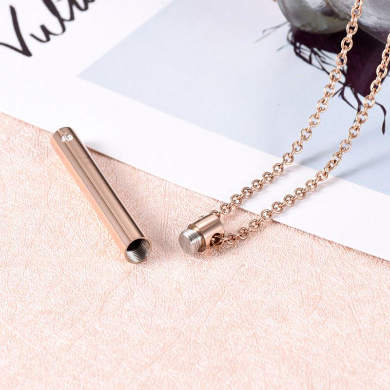 Cylinder Pendant Pet Cremation Urns Necklace Stainless Steel for Cat Dog Ash Memorial Container Holder Jewelry Memorial