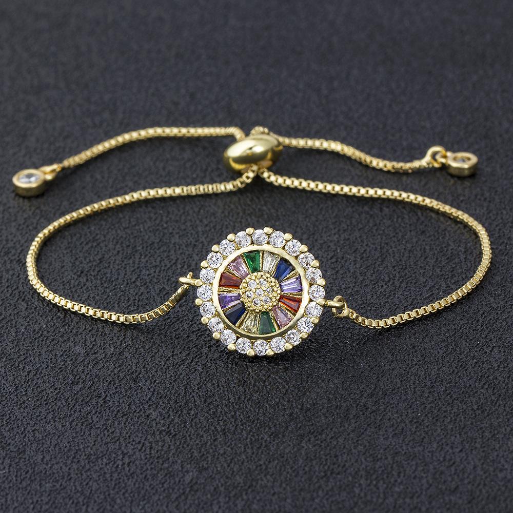 AIBEF Hot Sale Lovely Heart Rainbow Adjustable Bracelet Bangle Cubic Zircon Chain Bracelet Women Jewelry Birthday Gifts