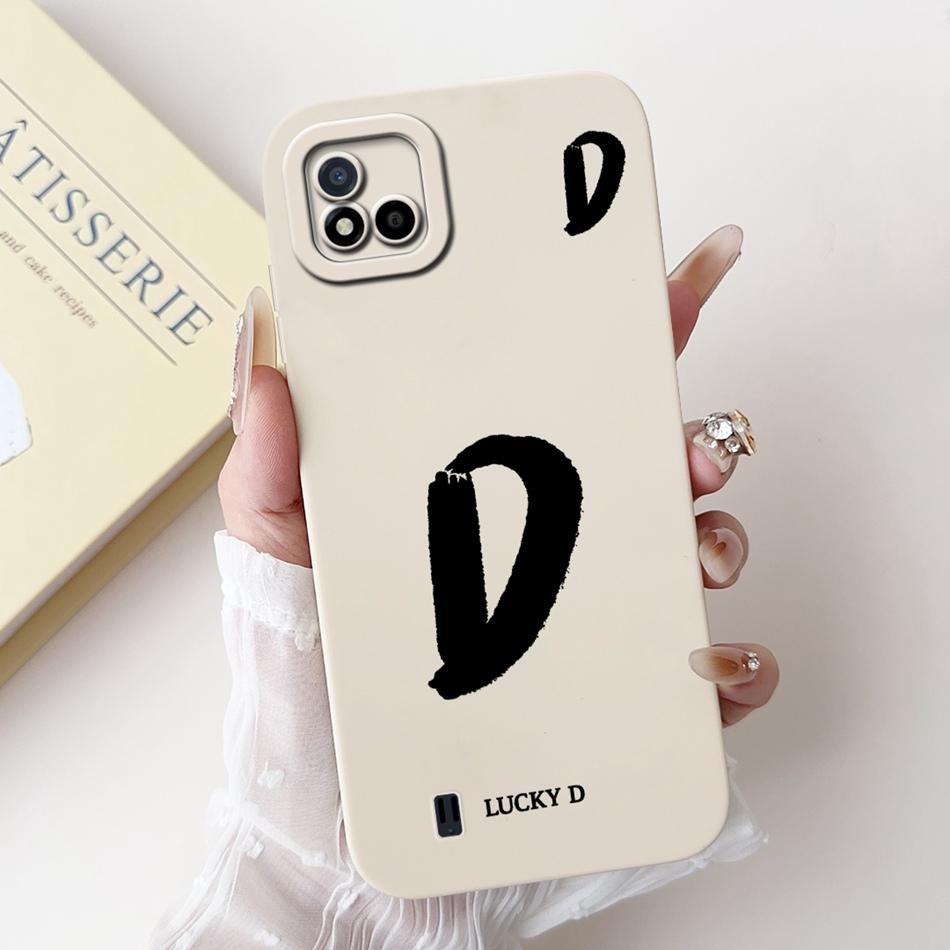 For Realme C11 (2021) Lucky Initial Letter Phone Case For Realme C11 2021 2020 RMX3231 RMX2185 Soft Silicone Shockproof Cases