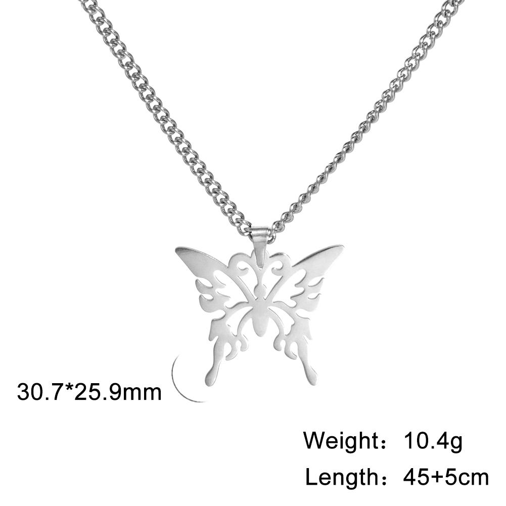 Trend Butterfly Hollow Pendant Necklace for Women Choker Stainless Steel Necklace Jewelry Mother's Day Gifts