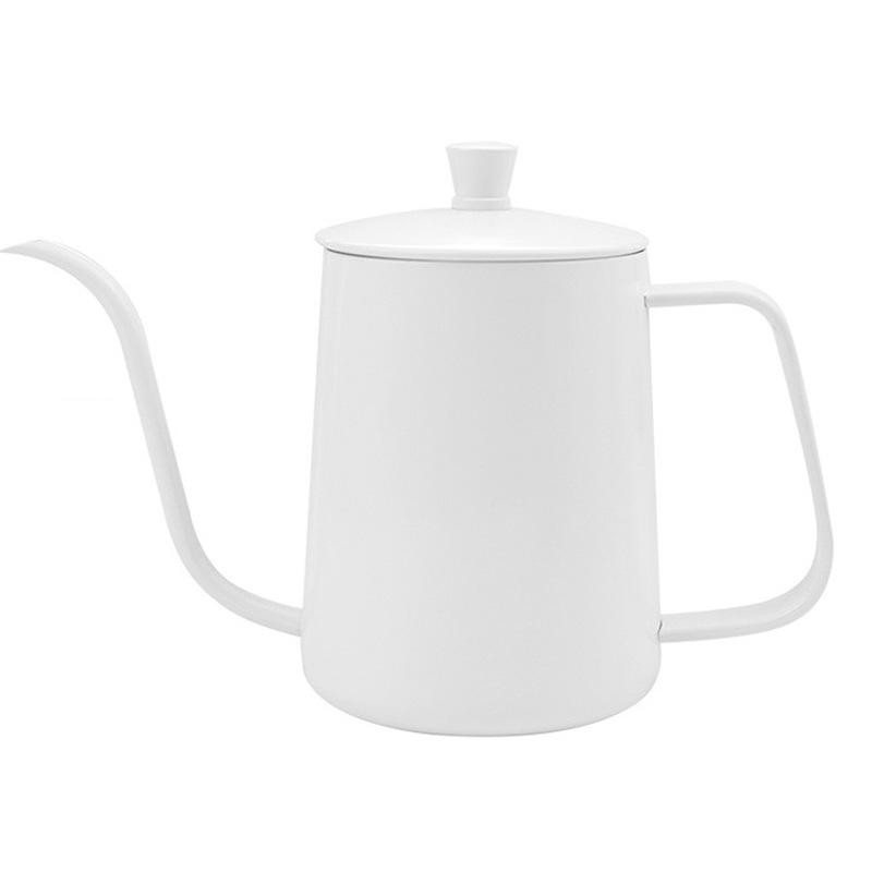 Simple stainless steel hand drip coffee hot pot with lid, slender mouth,used for hand brewing coffee,suitable for tea and coffee