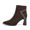 Frosted Short Boots Women's Autumn and Winter New Pointed Thick Heel Boots Velvet High Heels Fashion Martin Boots Cotton Shoes