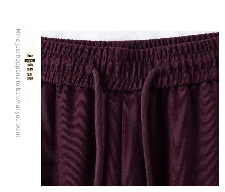 Apricot Draped Narrow-Wide Leg Women's Pants, Spring/Autumn 2025, Popular Light Luxury Casual Elastic Waist Straight-Leg Design.