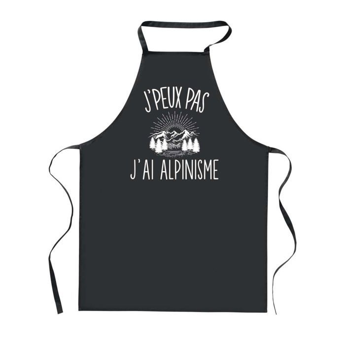 Tablier de cuisine - PLANETEE - J'peux Pas Alpinisme - Noir - 90x60 cm - Impression bretonne