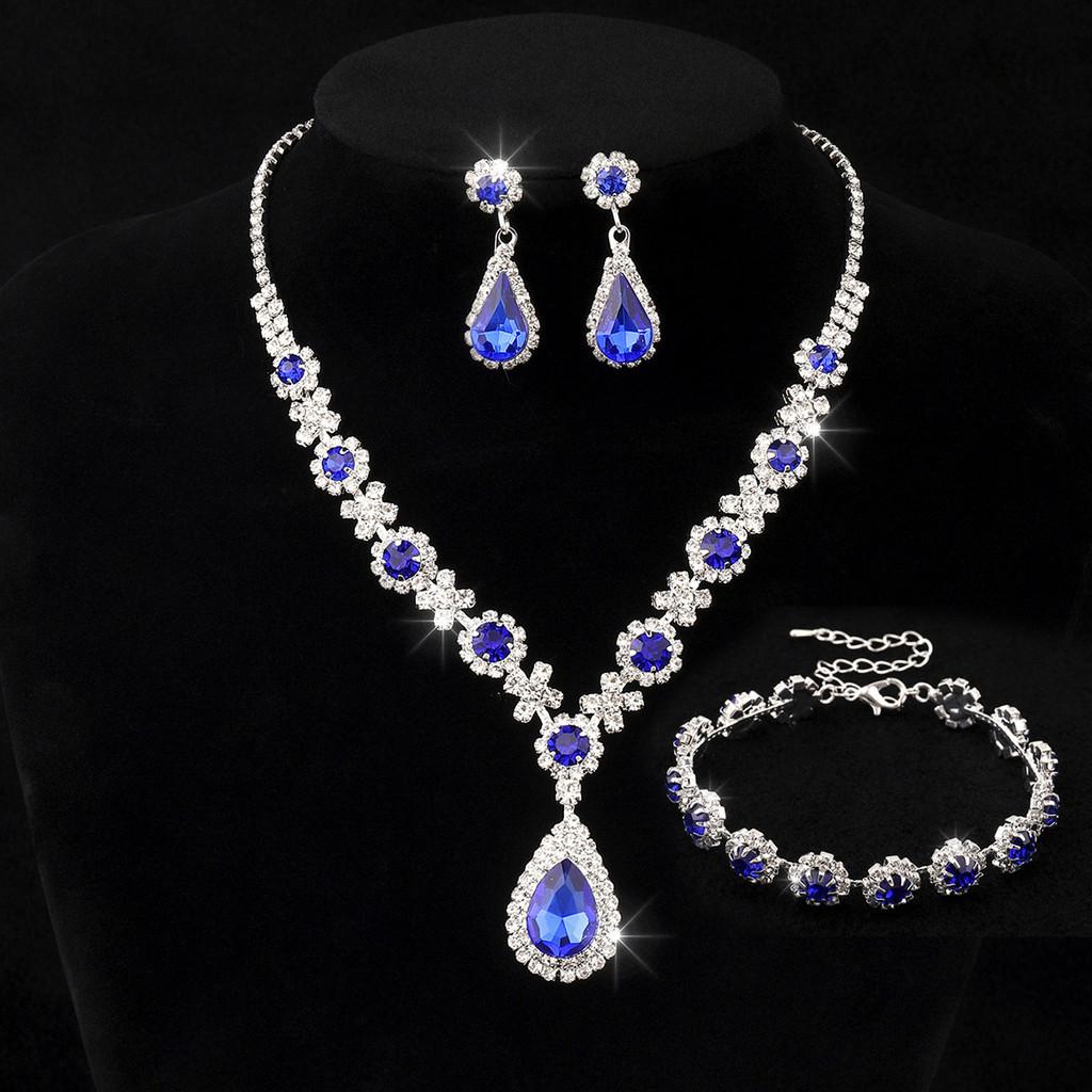 Water Drop Bridal Jewelry Set With Rhinestone Earrings And Necklace For Elegant Wedding Accessories
