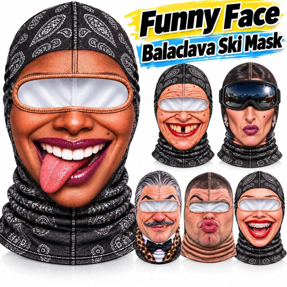 Full Coverage Winter Mask Cover 3D Face Printed Ski Mask Hood Novelty Headwear Costume Parties