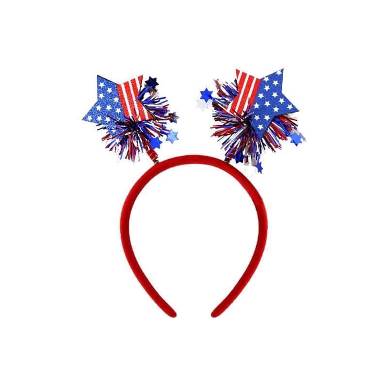 Independence Day Headbands With Double Heart Design And Stripes July 4th Parades Headbands Hair Decors For Celebrations