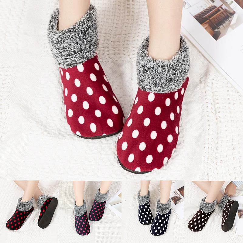 1 Pairs Soft-Soled Anti Slip Fleece-Lined Thickened High Tube Winter Carpet Socks Non-Slip Floor Socks