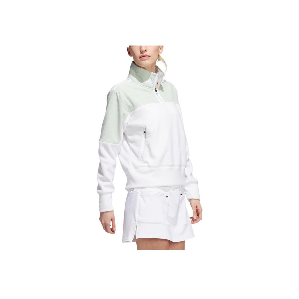 Adidas Logo Vintage Sports High Neck Color Block Half Zip Jacket Women Jacket White HS6664