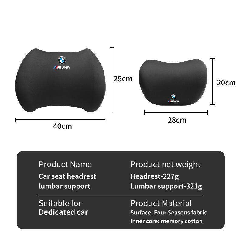 2025 Hot Car Memory Foamn Back Cushion For BMW X3 X5 M5 M3 E46 E90 E60 F10 F30 G30 E70 G20 Seat Headrest and Lumbar Support Acce