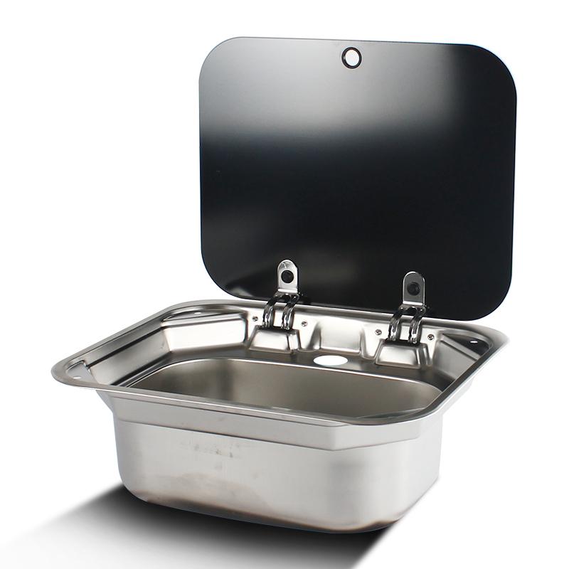 TYTXRV Caravan Accessories RV Sink Stainless Steel Hand Wash Basin Sink with Folded Fauce for RV Caravan Boat Kitchen Sink