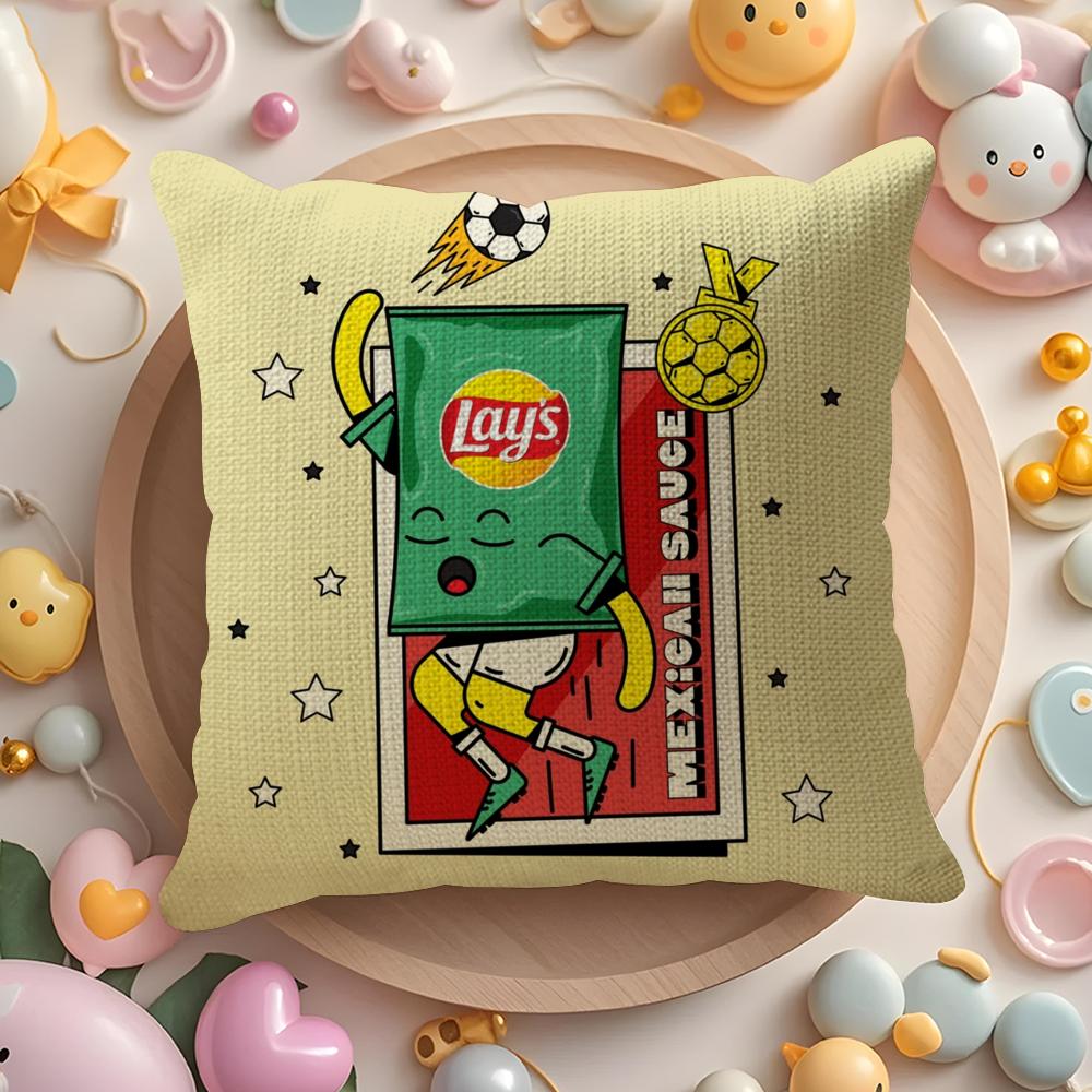 Cute potato chips Pillow Case Pattern Printed Pillowcase for Living Room Sofa Cushion Cover & Bedroom Decor 30cmx30cm