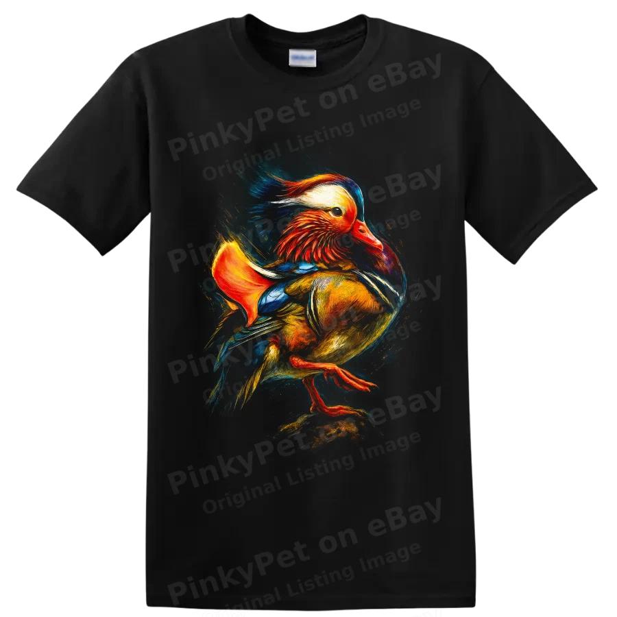 Mandarin Duck T Shirt Colorful Dynamic Bird Art Wildlife Nature Graphic Tee Gift