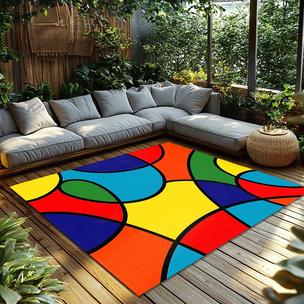 Geometric Area Rug Modern Abstract Carpet Living Room Floor Mat Home Decor Non Slip Indoor Outdoor Doormat Stylish Floor Coverin