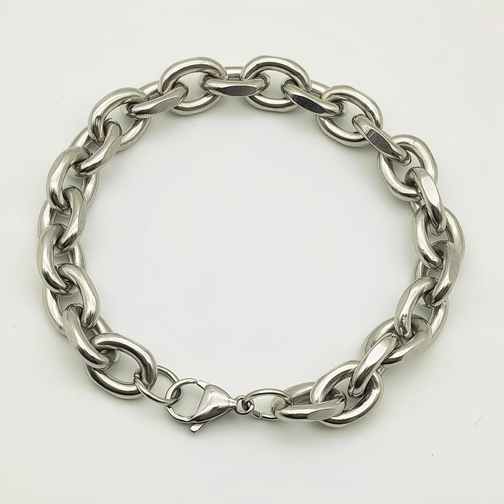 Simple Silver Color Stainless Steel Raw Cuban Chain Bracelet For Men Hip Hop Punk Street Jewelry Women's Gift Accessories