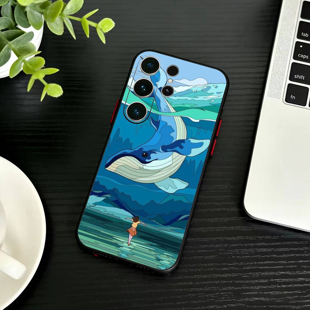 

Whale Fall-Art Phone Case For Samsung S26,S25,S24,S23,S22,S21,S20,Ultra,Plus,FE Black Soft Cover Samsung S24ULTRA