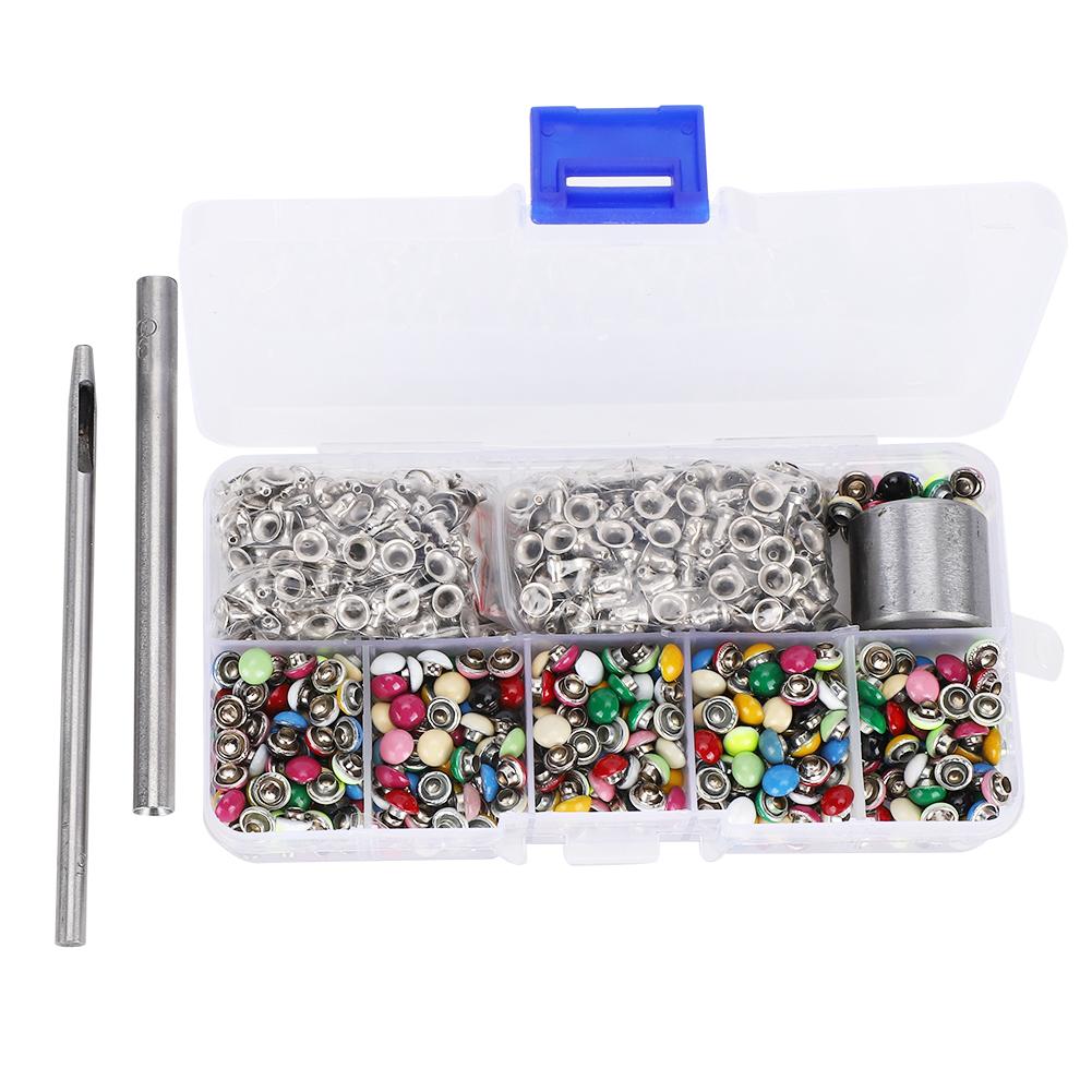 380 Set Round Mushroom Rivets Brass Color LeatherBeltHandbag Decor DIY Tool Box 6mm