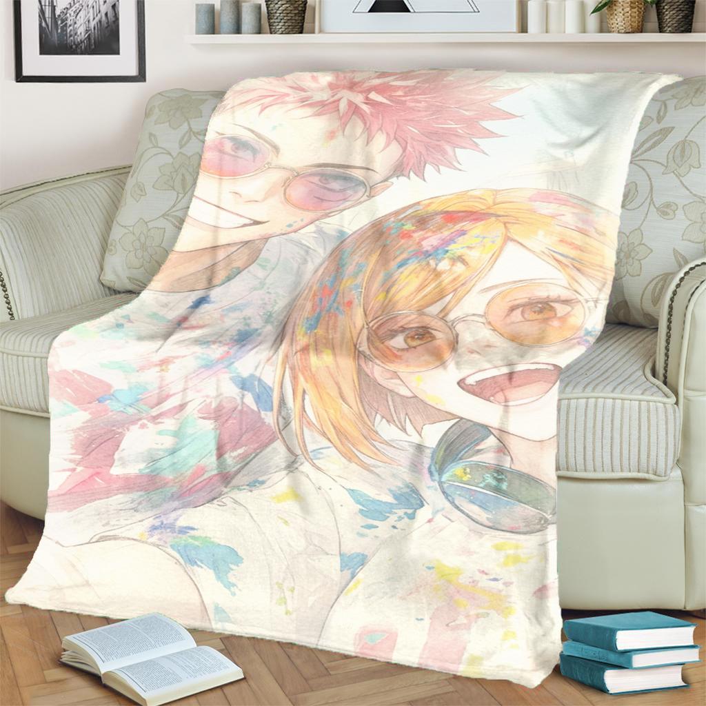 Cozy Jujutsu Kaisen Print Blanket Warm Flannel for Bedrooms, Sofas, Beds, Chairs, Picnics, Travel