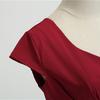 V-neck Short Sleeve Pleated Waist Tight High-Waist Gown Dress A-Line Skater Large Hem Midi Princess Dress Female Clothing