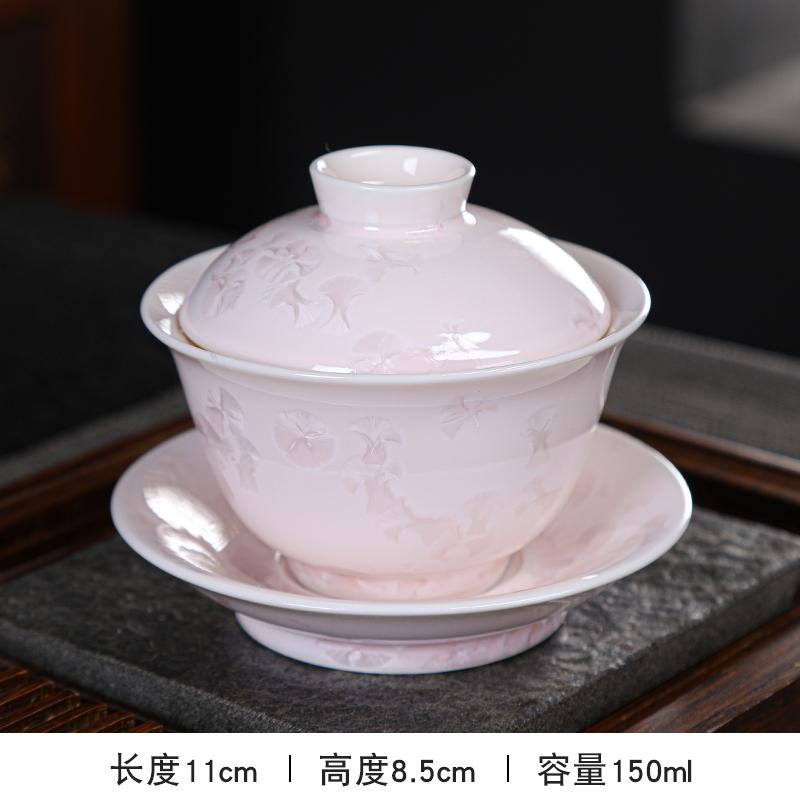 1pcs Ceramic Sancai Cover Bowl High End Household Heat-resistant Tea Bowl Chinese Tea Cup Tea Cup with Lid Teaset Accessories
