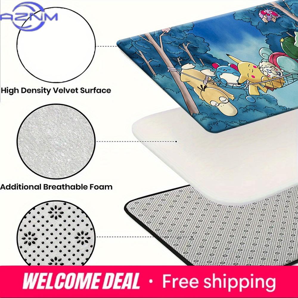 Pokemon Cute Characters Sleeping Hammock Print Non-slip Doormat, Soft Absorbent Floor Rug for Home Decor