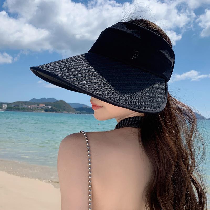 Women Visor Hats for Summer Roll Up Sun Visor Travel Straw Hats Foldable Sun Hats for Women UV Protection