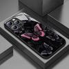 Retro Dark Butterfly Pattern Tempered Glass Phone Case For iPhone 11 12 13 14 15 16 17 Pro Max 17Air 16E 7 8 Plus XR XS X Cover