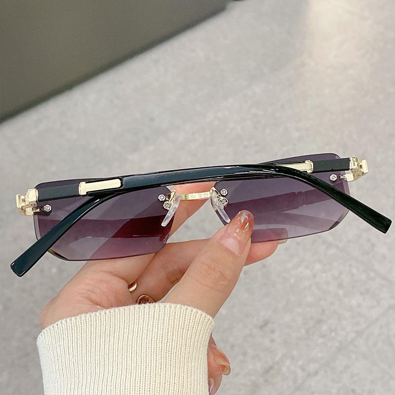 Metal Frameless Trimmed Square Frame Sunglasses Women'S Trend Glasses