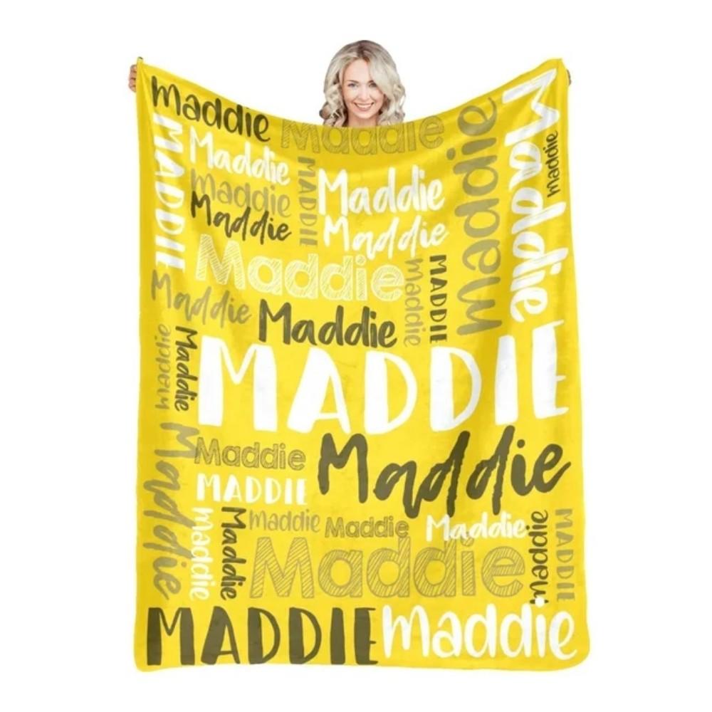 30 Colors Personalized Name Flannel Blanket For Girls Boys Letter Monochrome Customized Baby Adult Name Blanket Birthday Gift