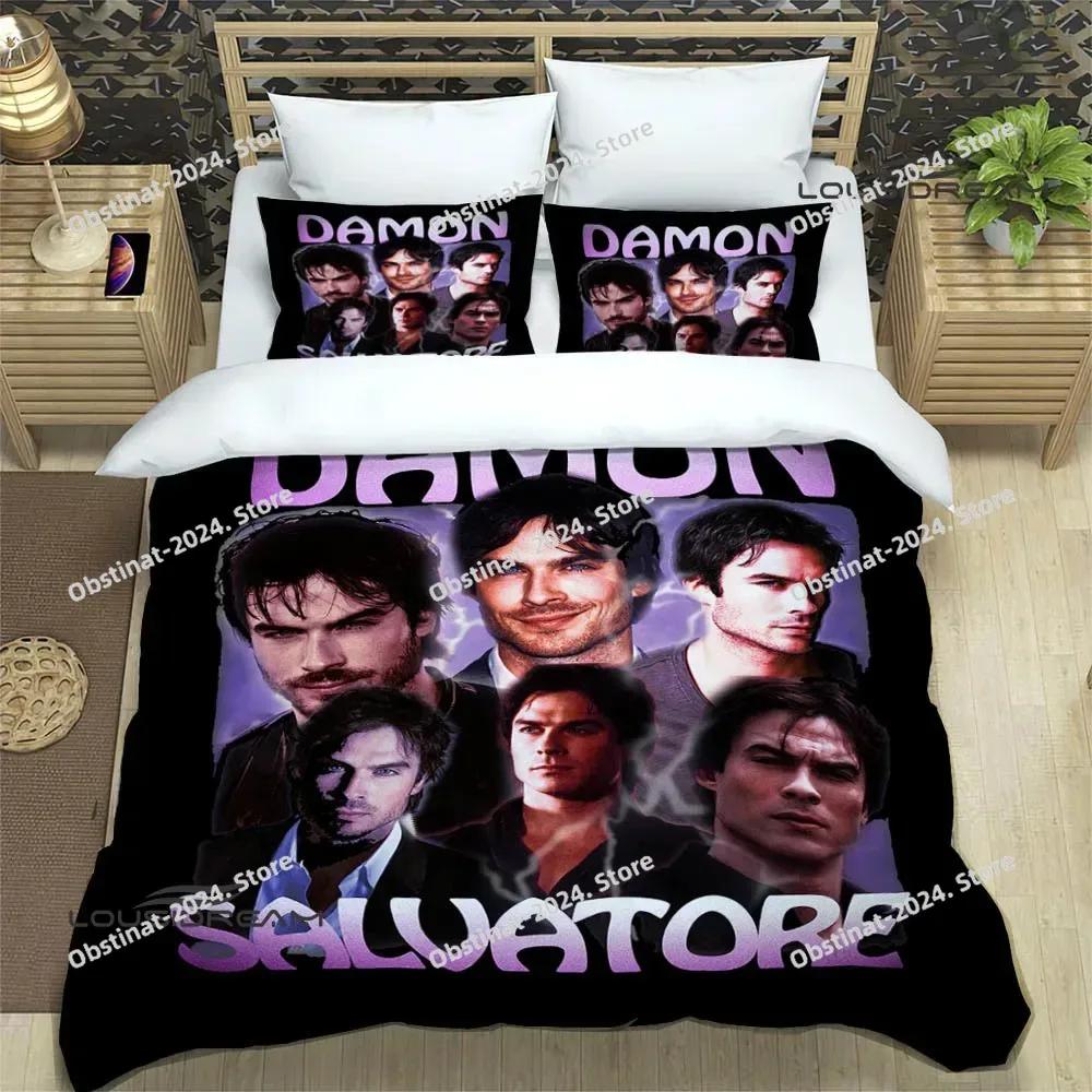 The Vampire Diaries Damon Salvatore Bettwäsche-Sets exquisites Bettwaren-Set Bettbezug Bettdecke Bettwäsche Geburtstagsgeschenk