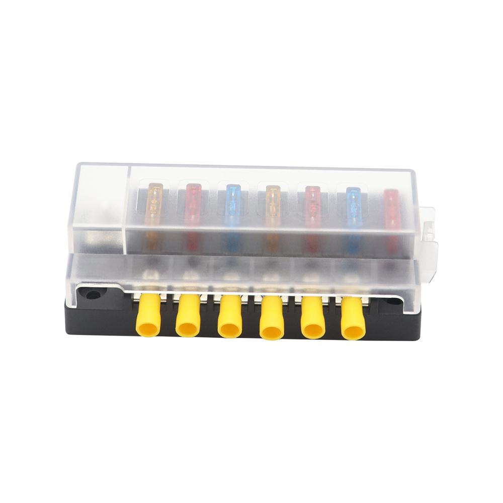 6-Way Compact Fuse Box with Single Input and 6 Outputs