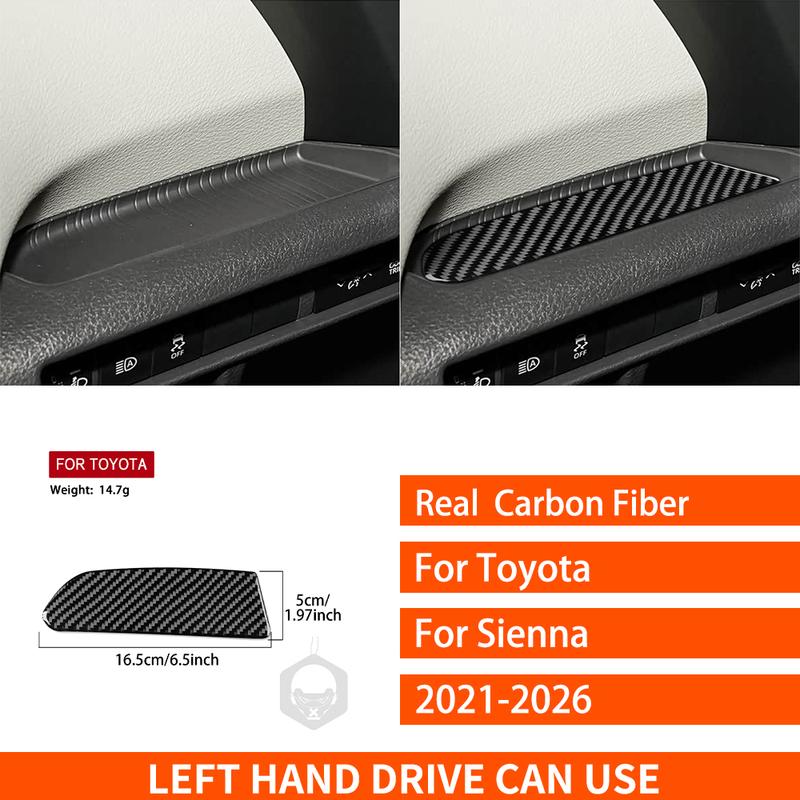 For Toyota Sienna -2026 Real Carbon Fiber Stickers Driver's side left Panel Trim Cover Car Accessories Interior decorative