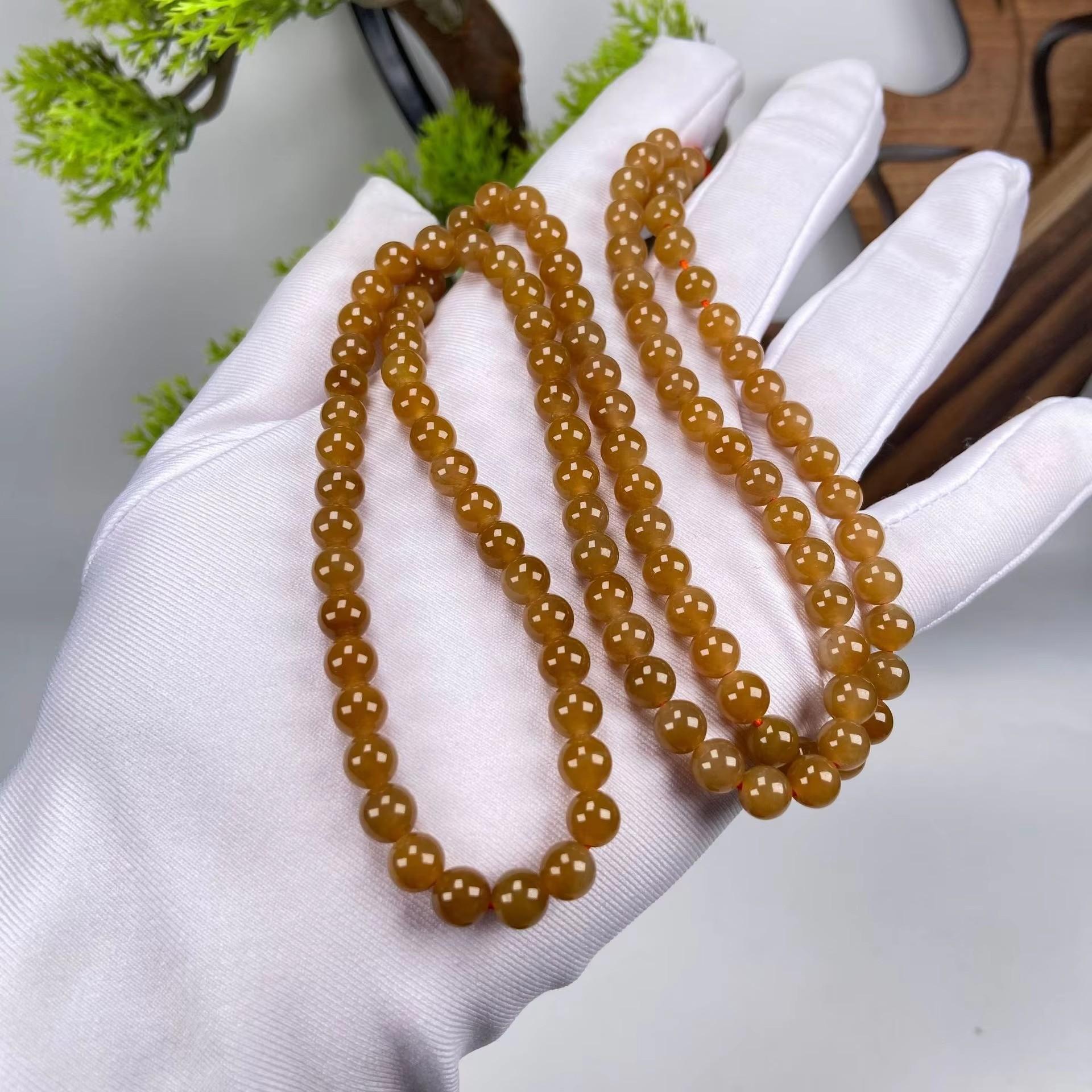 Natural Premium 6mm Flawless Hetian Jade Qiemo Sugar-pattern Ball-Shaped 108 Beads Buddhist Prayer Beads Sweater Chain 6mm разноцветный