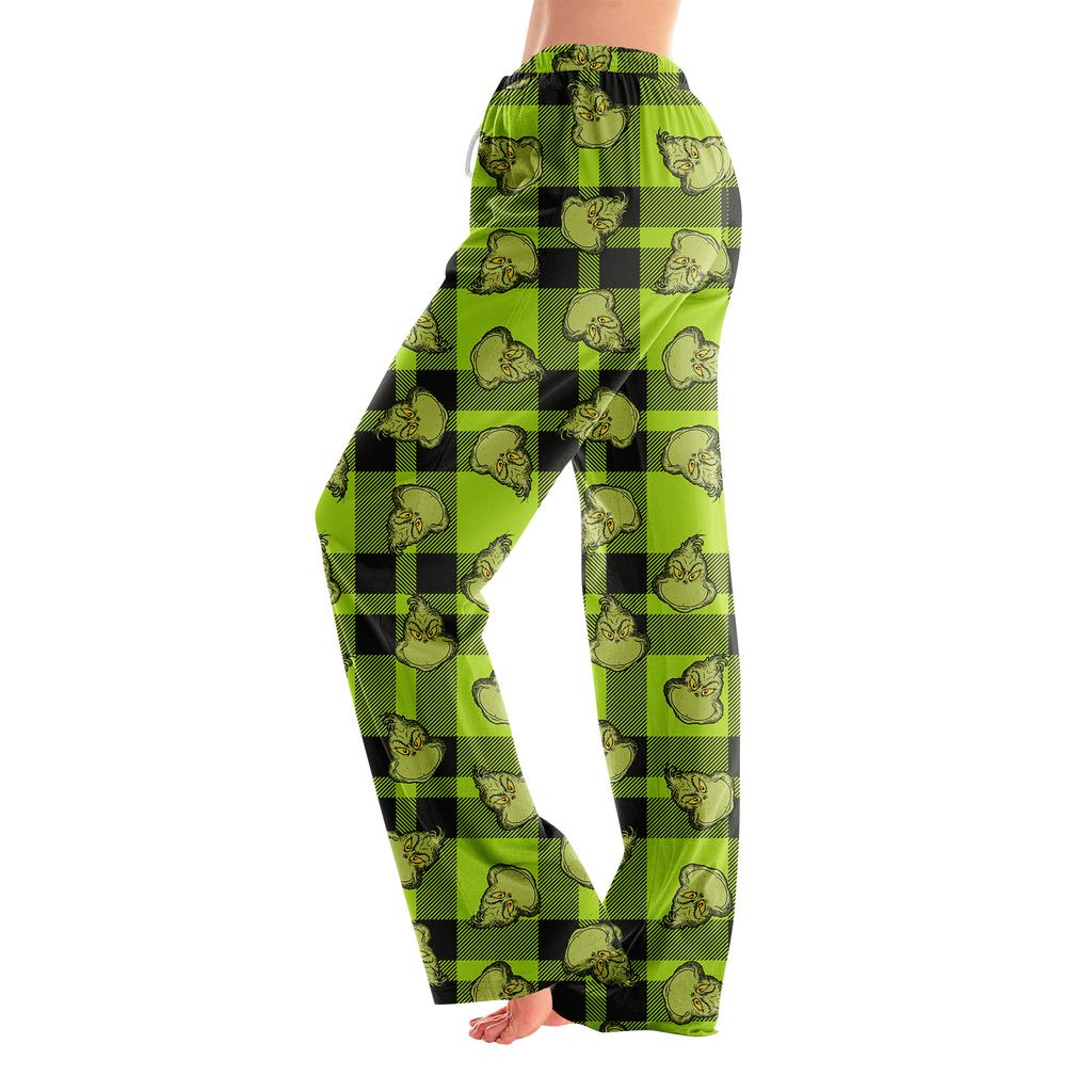 Women's Christmas Pajama Pants Loose Fit Casual Printed Patchwork Bottoms