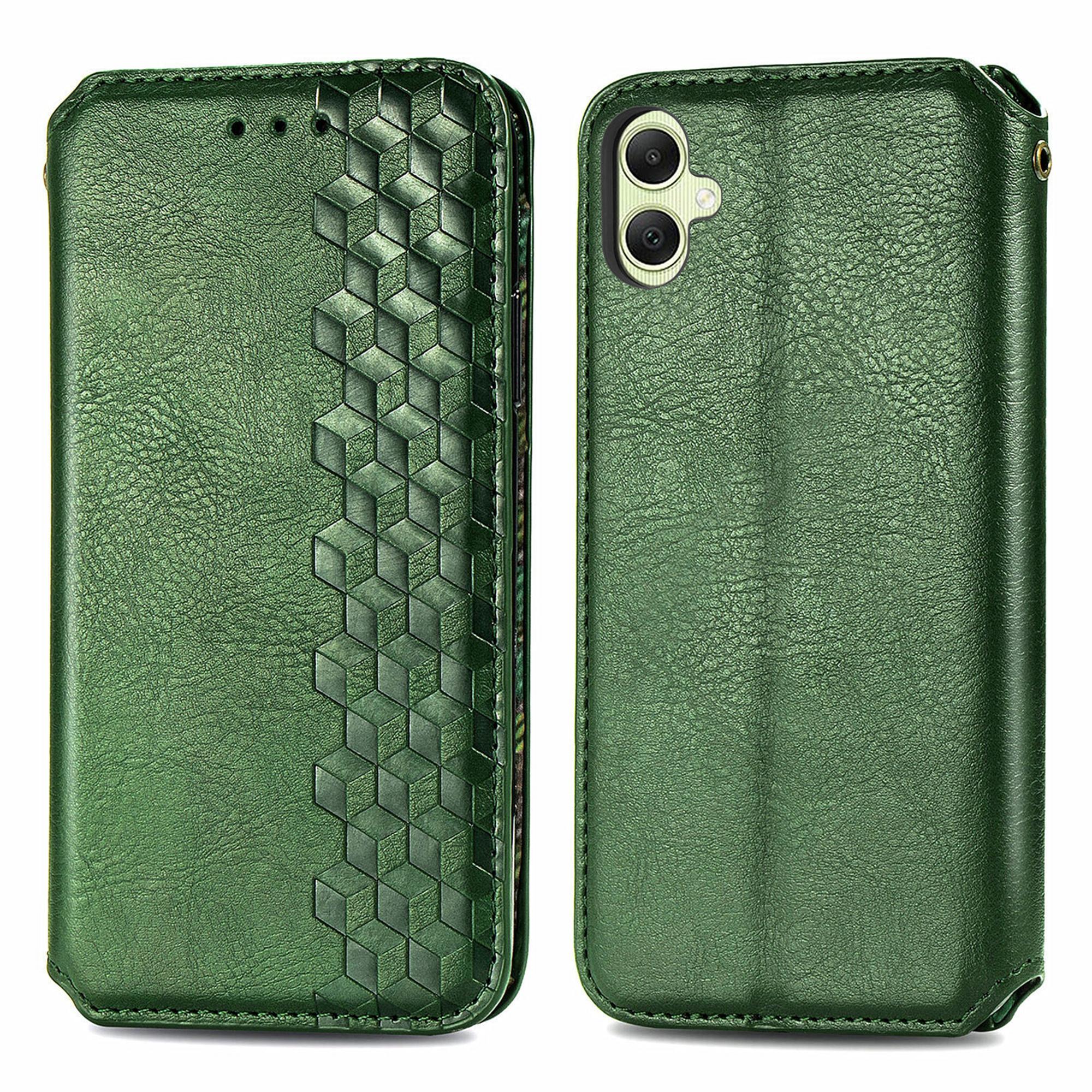 

For Samsung Galaxy A05 4G PU Leather Case Rhombus Imprint Wallet Stand Phone Cover Green