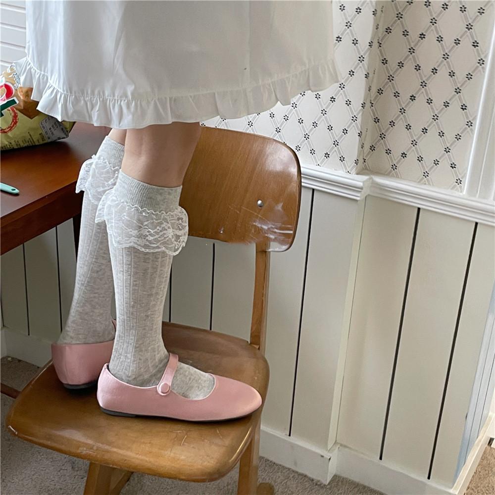 Fashion Women Stockings Cotton Knitting Solid Color Knee Socks College Style School Girls Black White Long Socks Stocking
