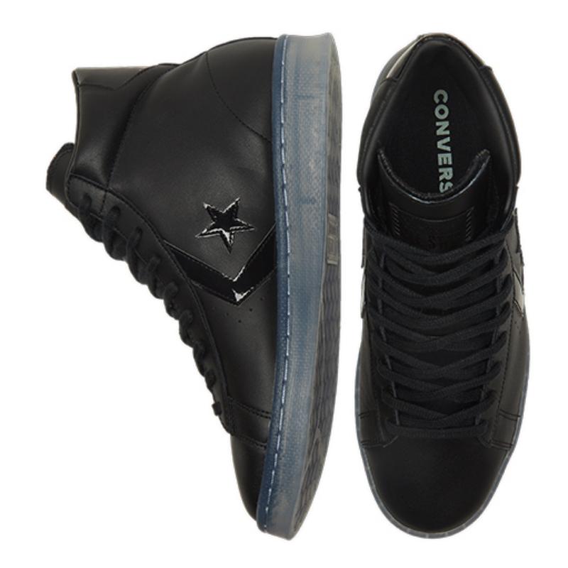Converse Cons Pro Leather High Black Ice Black Clear Anti-Slip and Abrasion Resistant High Top Board Shoes Unisex Black