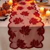 Fall Harvest Table Decor Runner Decorations, Maples Leaves Lace Orange Seasonal Dining Room Tablecloth Runner, Autumn Thanksgiving Decorations