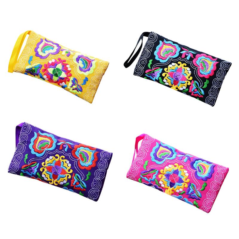 Ethnic Embroidery Clutch Bag Coin Purse Women'S Vintage Embroidered Mobile Phone Bags Wristlet Bags Wallet For Girls Gift
