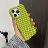 Fashion Green Pearl Round Bead Hollow Out Phone Case For iPhone 17 Air 16 15 13 14 Pro Max Soft TPU Heat Dissipation Back Cover